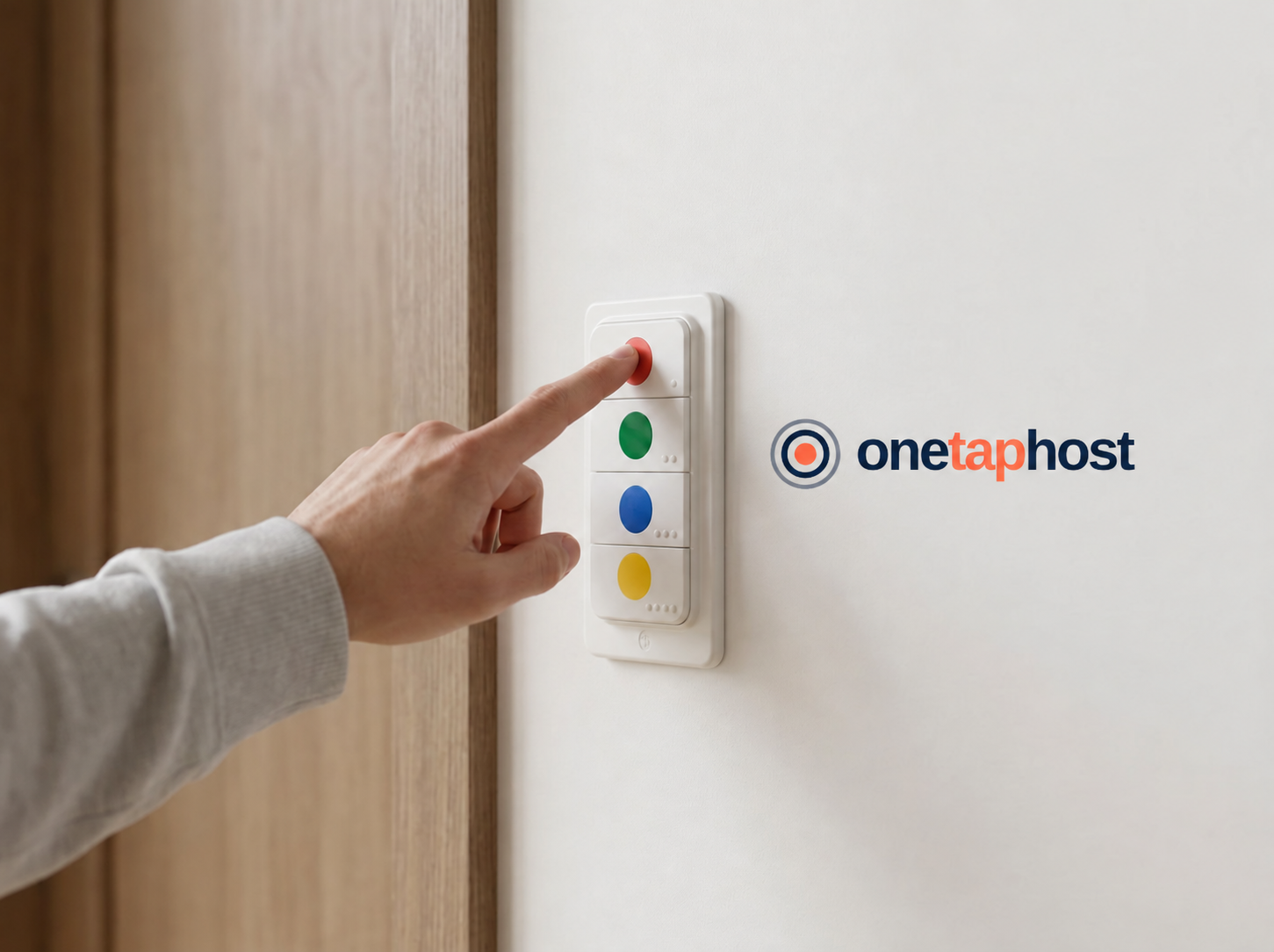 Open OneTapHost box with connection box and 4-button panel